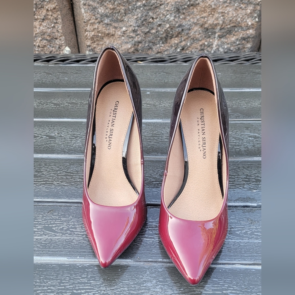 Burgundy and Black 4 inch size 10 High Heel shoes by Christian Sirjano